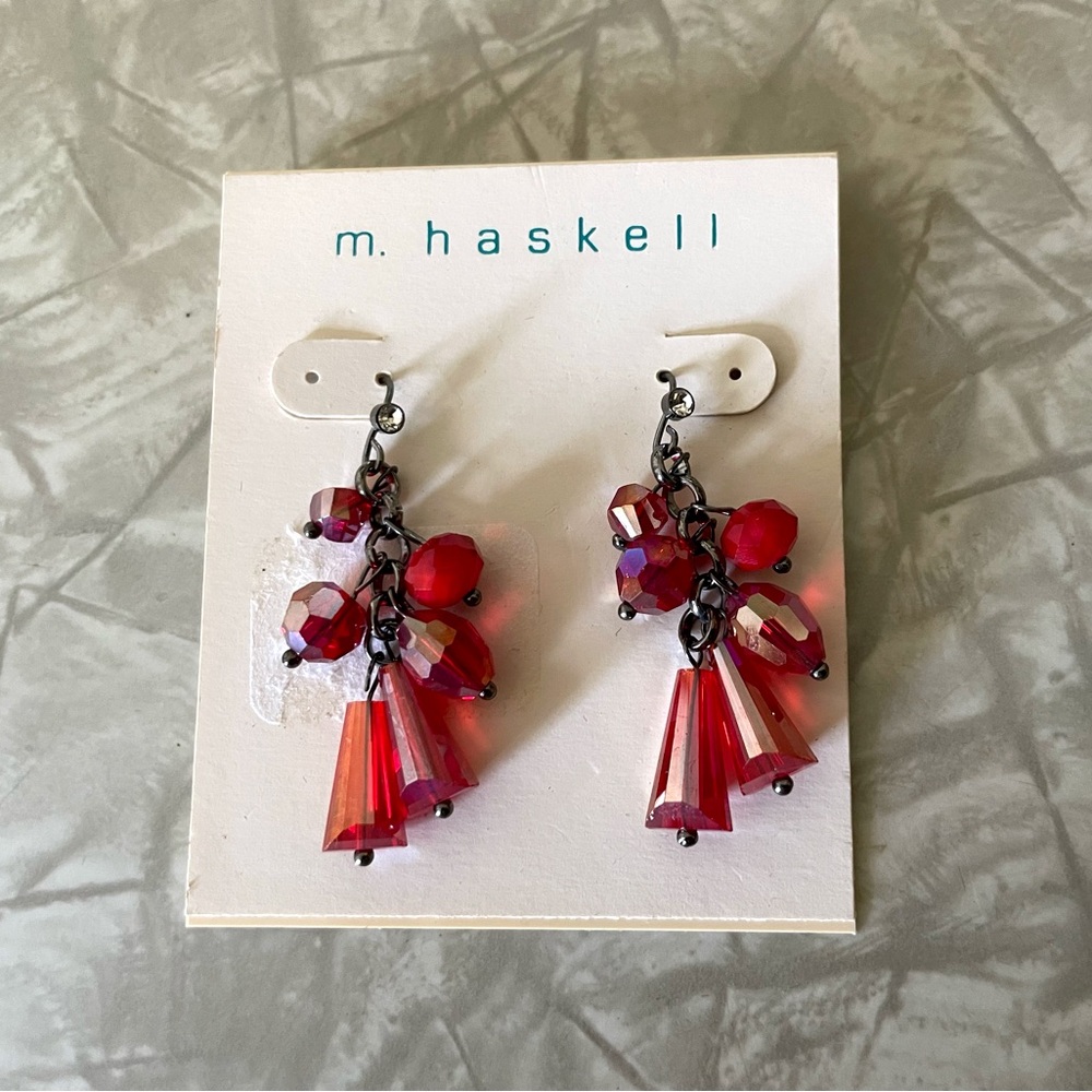 M. HASKELL Red Beads Earrings